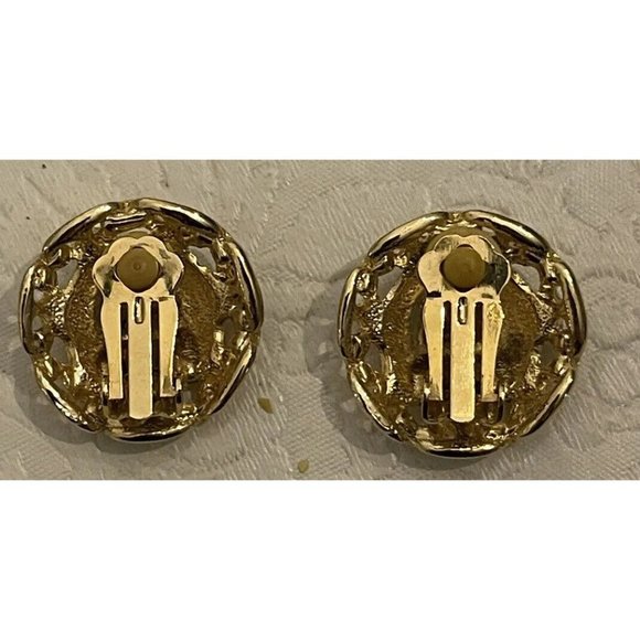 VTG. PAOLO GUCCI GOLD TONE CLIP ON EARRINGS - Picture 3 of 6